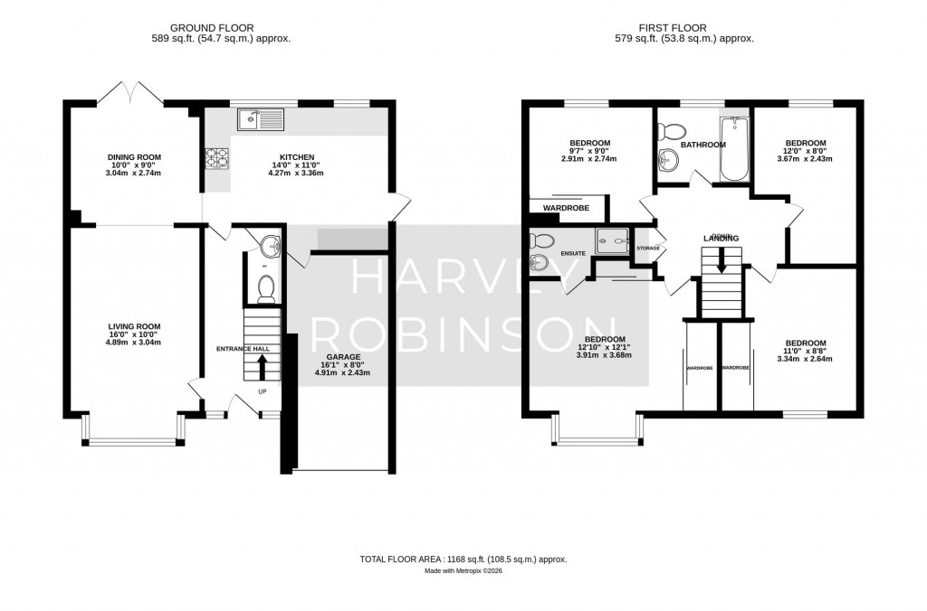 Floorplans For Bluebell Close, Biggleswade, SG18