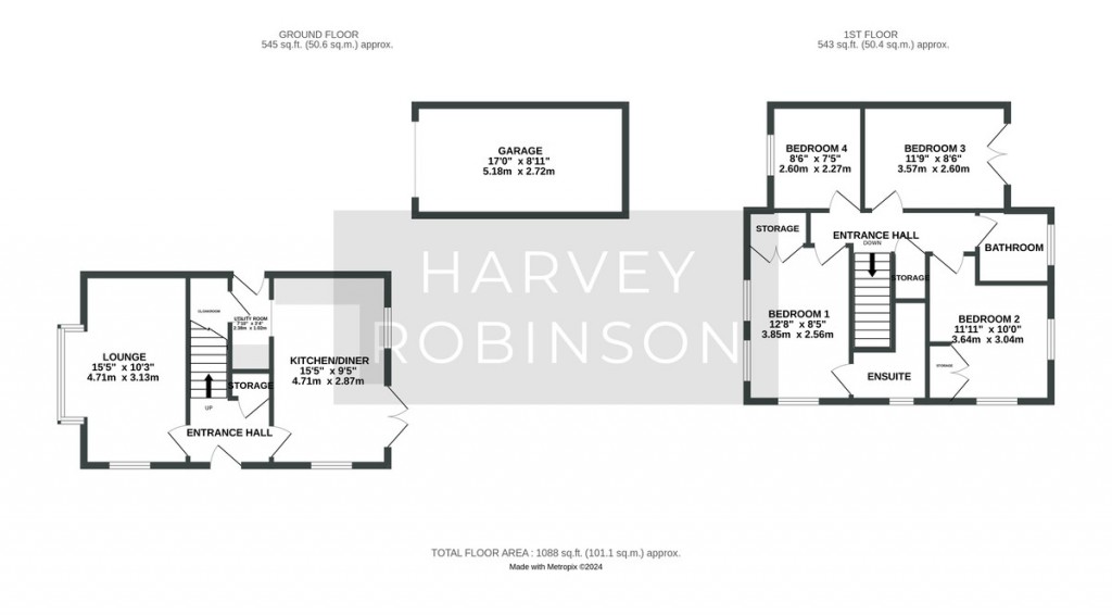Floorplans For Wren Close, St. Ives