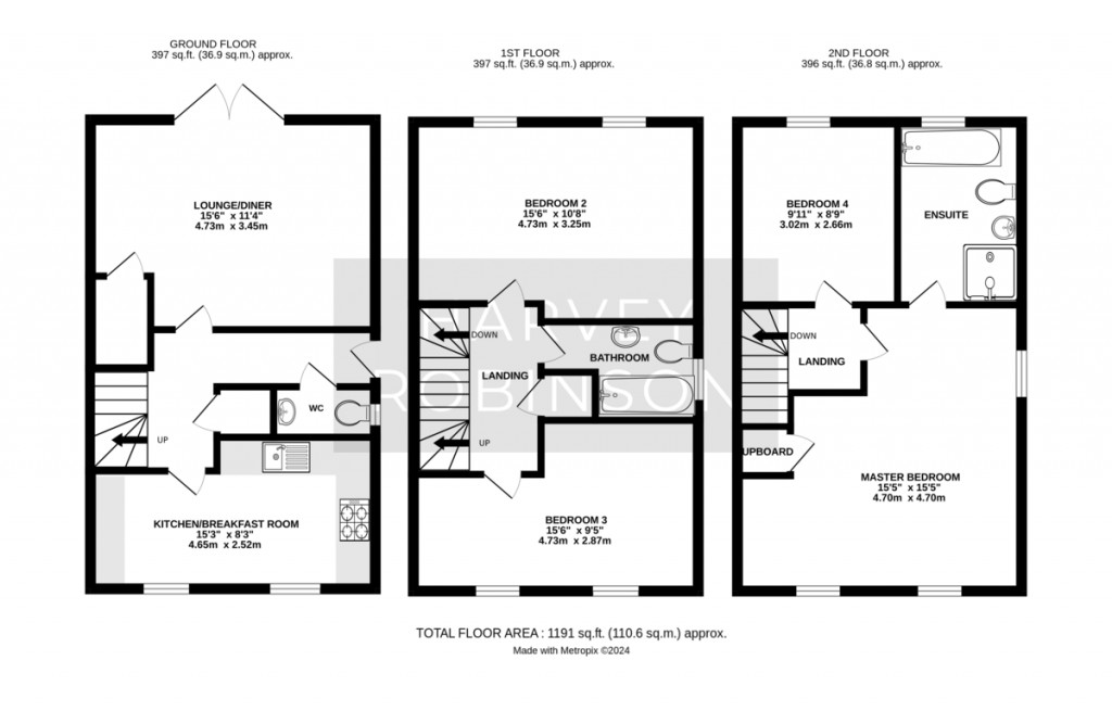 Floorplans For Jeffrey Drive, Sapley, Huntingdon