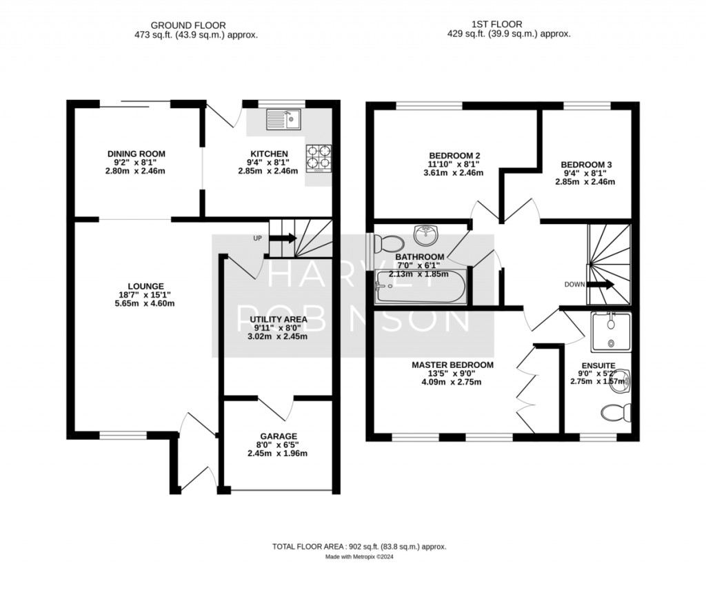 Floorplans For Knipe Close, Huntingdon