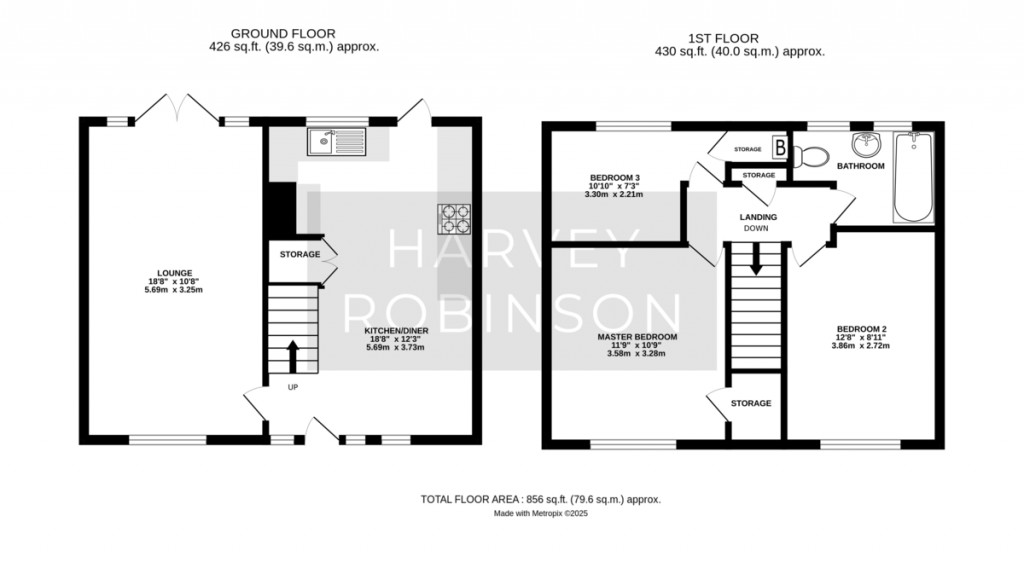 Floorplans For Coldhams Crescent, Huntingdon