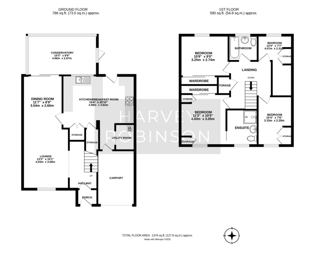 Floorplans For Derwent Avenue, Biggleswade