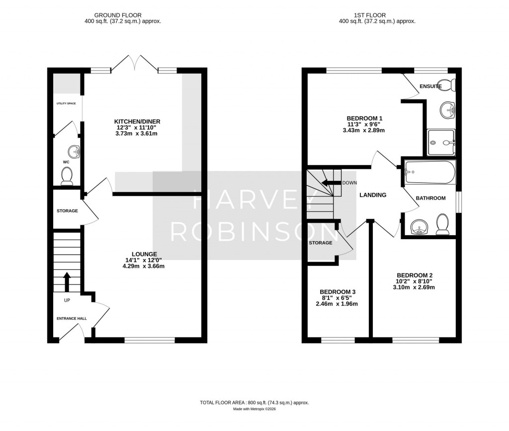 Floorplans For Grayling Close, Little Paxton, PE19