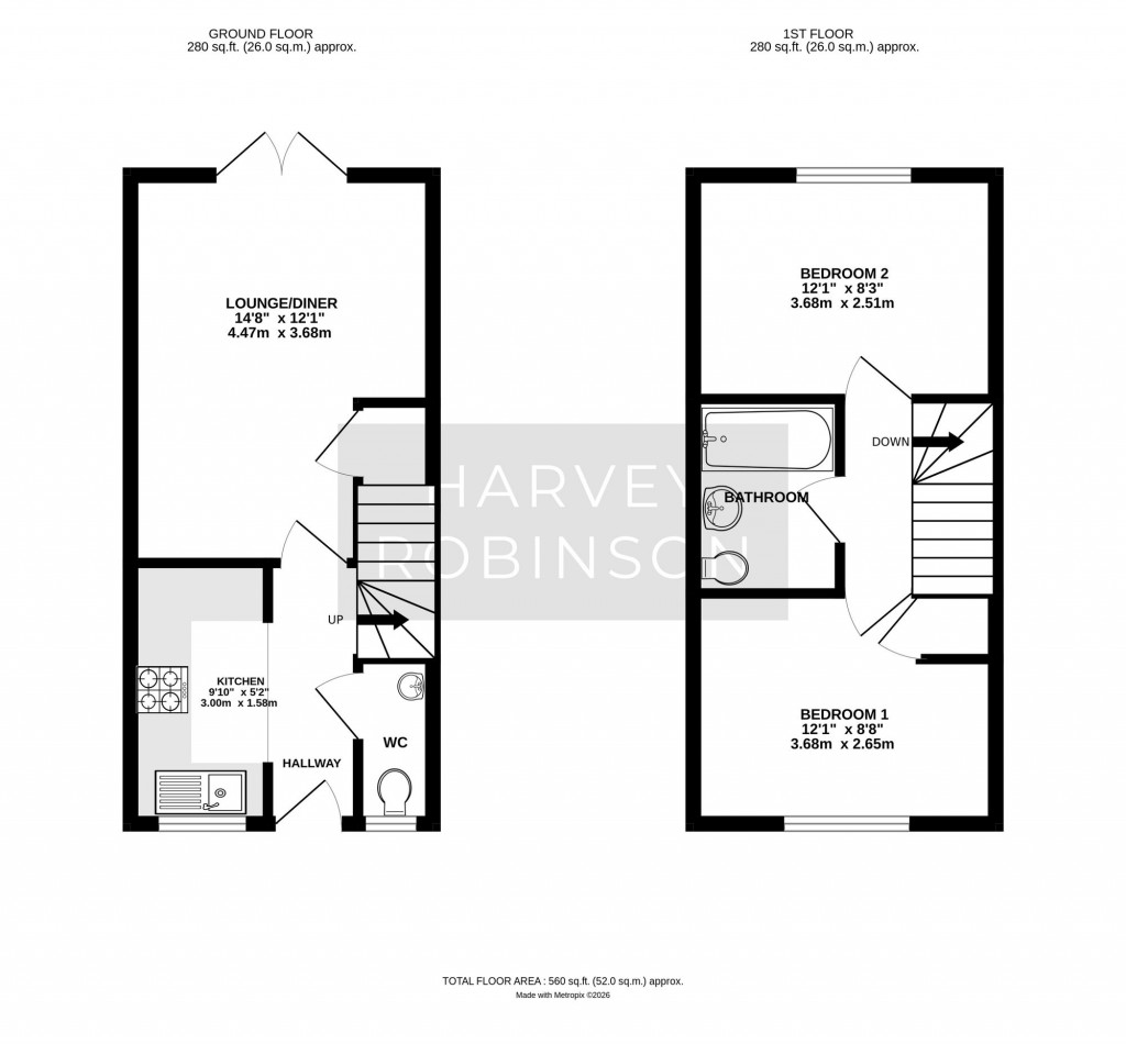 Floorplans For Crocus Close, Eynesbury, PE19
