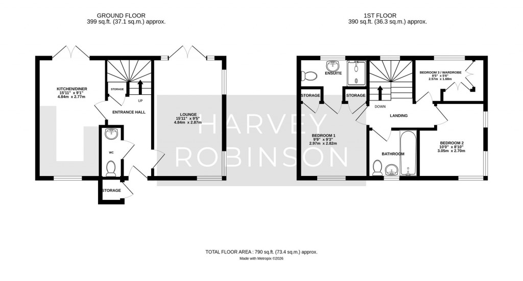 Floorplans For Letterpress Lane, Papworth Everard, CB23