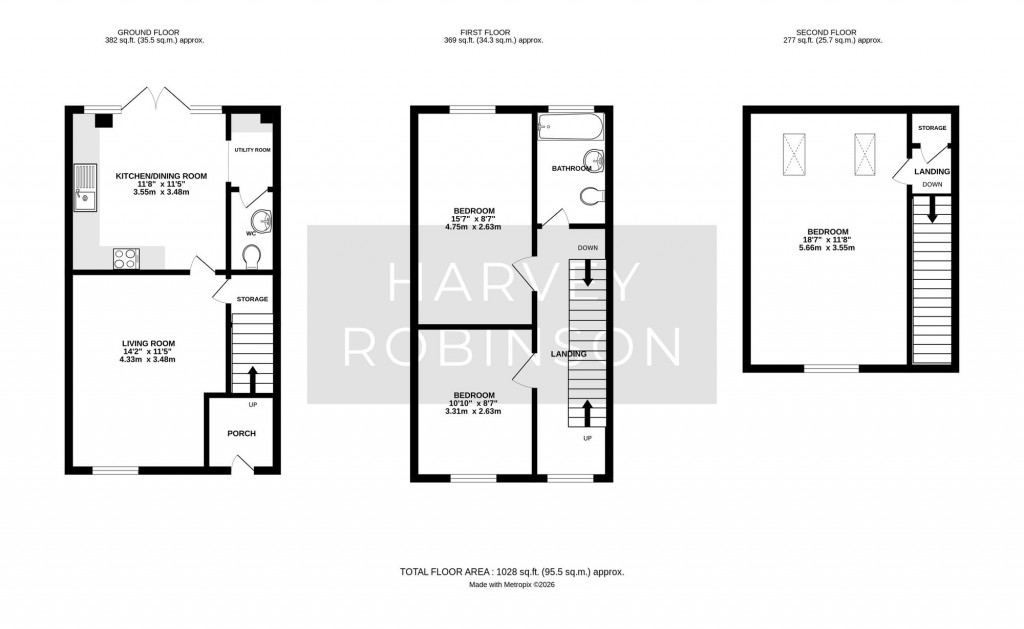 Floorplans For Presland Drive, Biggleswade, SG18