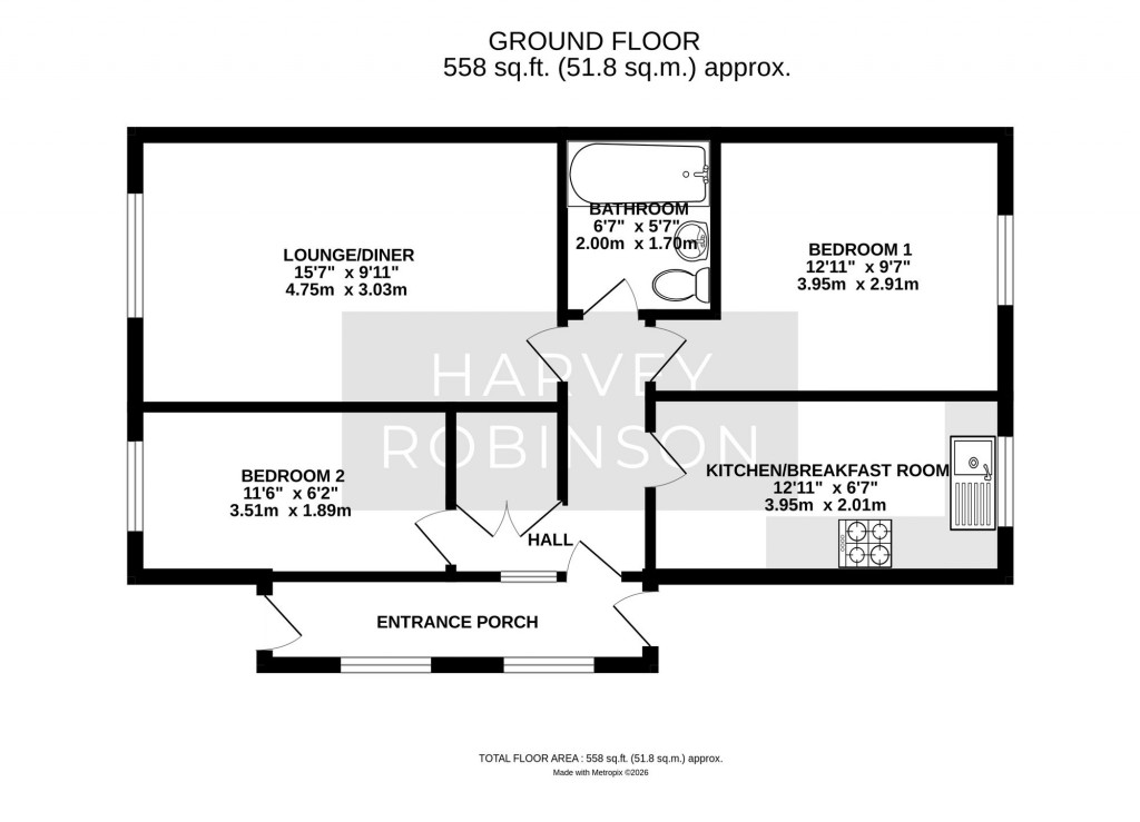 Floorplans For Elizabethan Way, Brampton, PE28