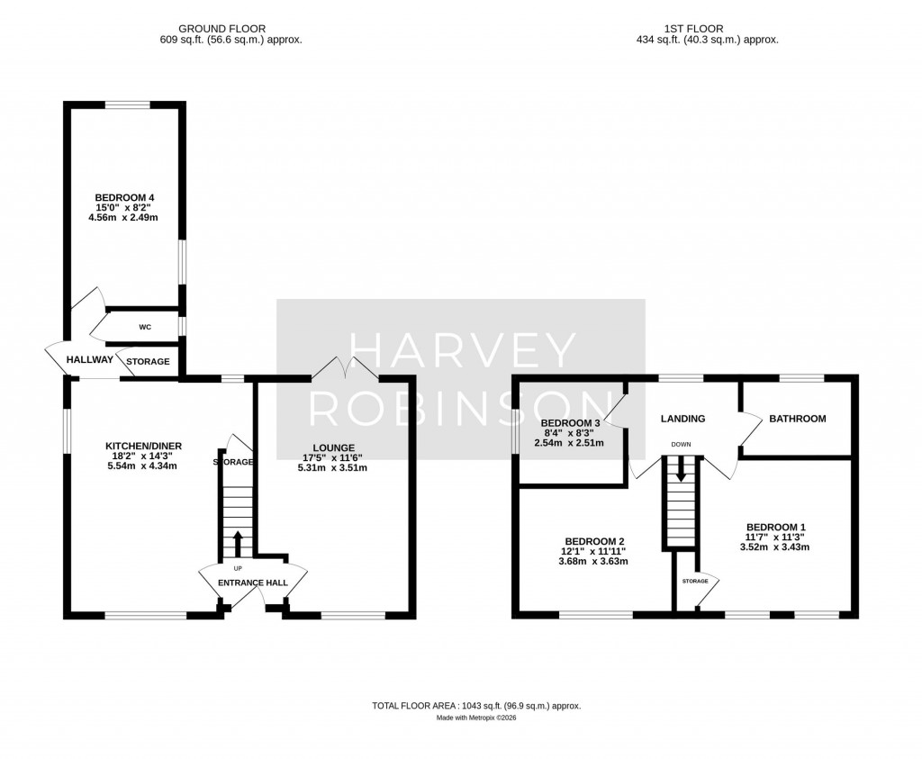 Floorplans For Pond Close, Pidley, PE28