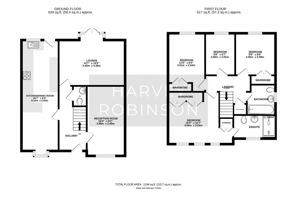 Floorplans For Foxglove Drive, Biggleswade, SG18