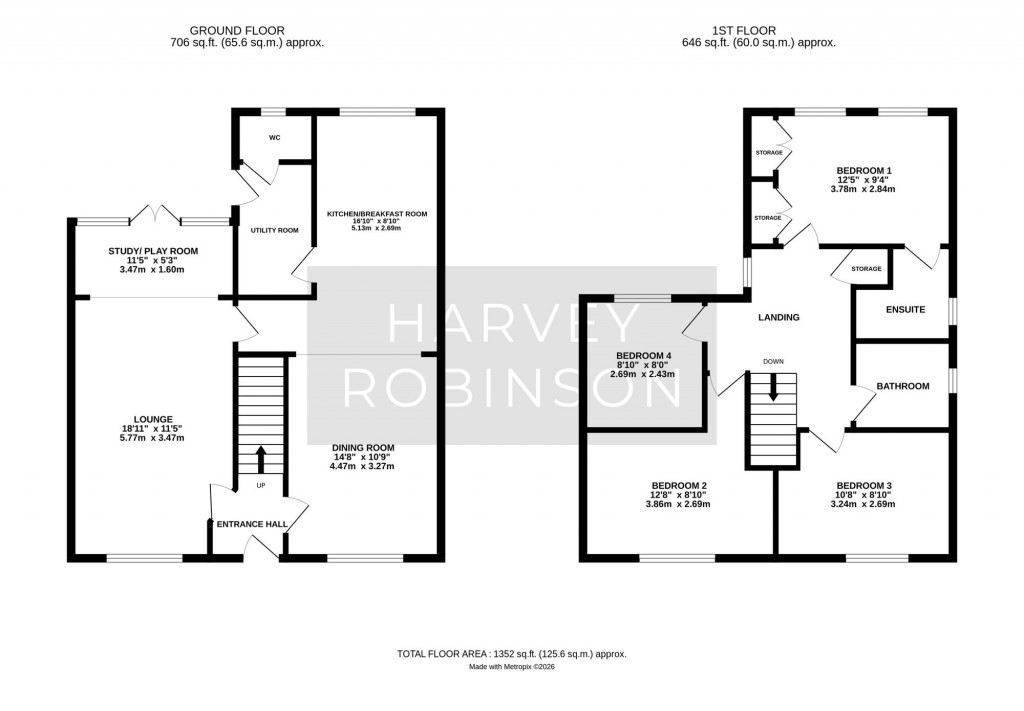 Floorplans For Dunnock Way, St. Ives, PE27