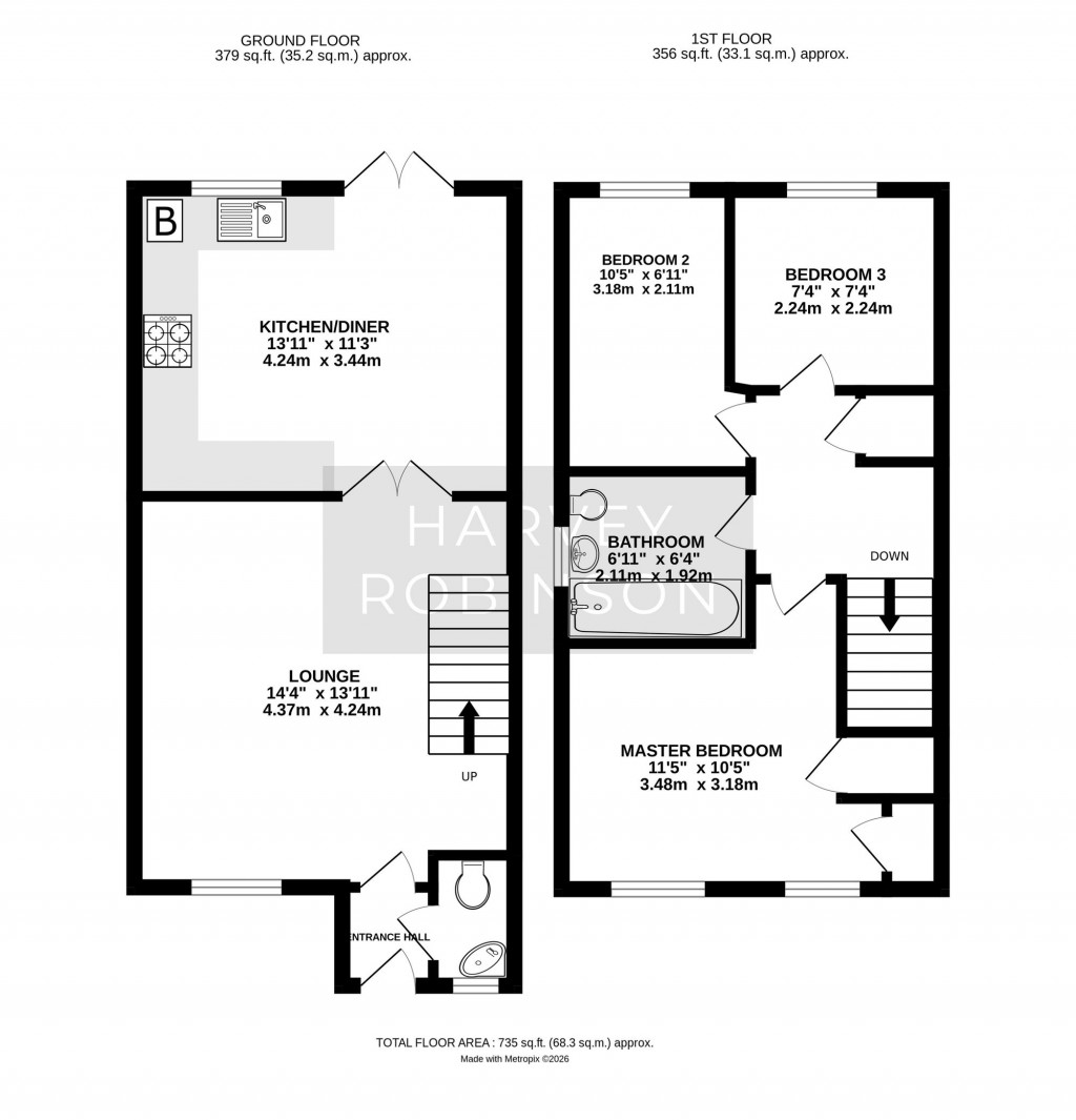 Floorplans For Coneygear Court, Huntingdon, PE29