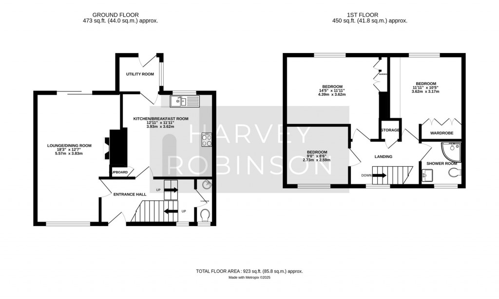 Floorplans For Oak Crescent, Biggleswade, SG18