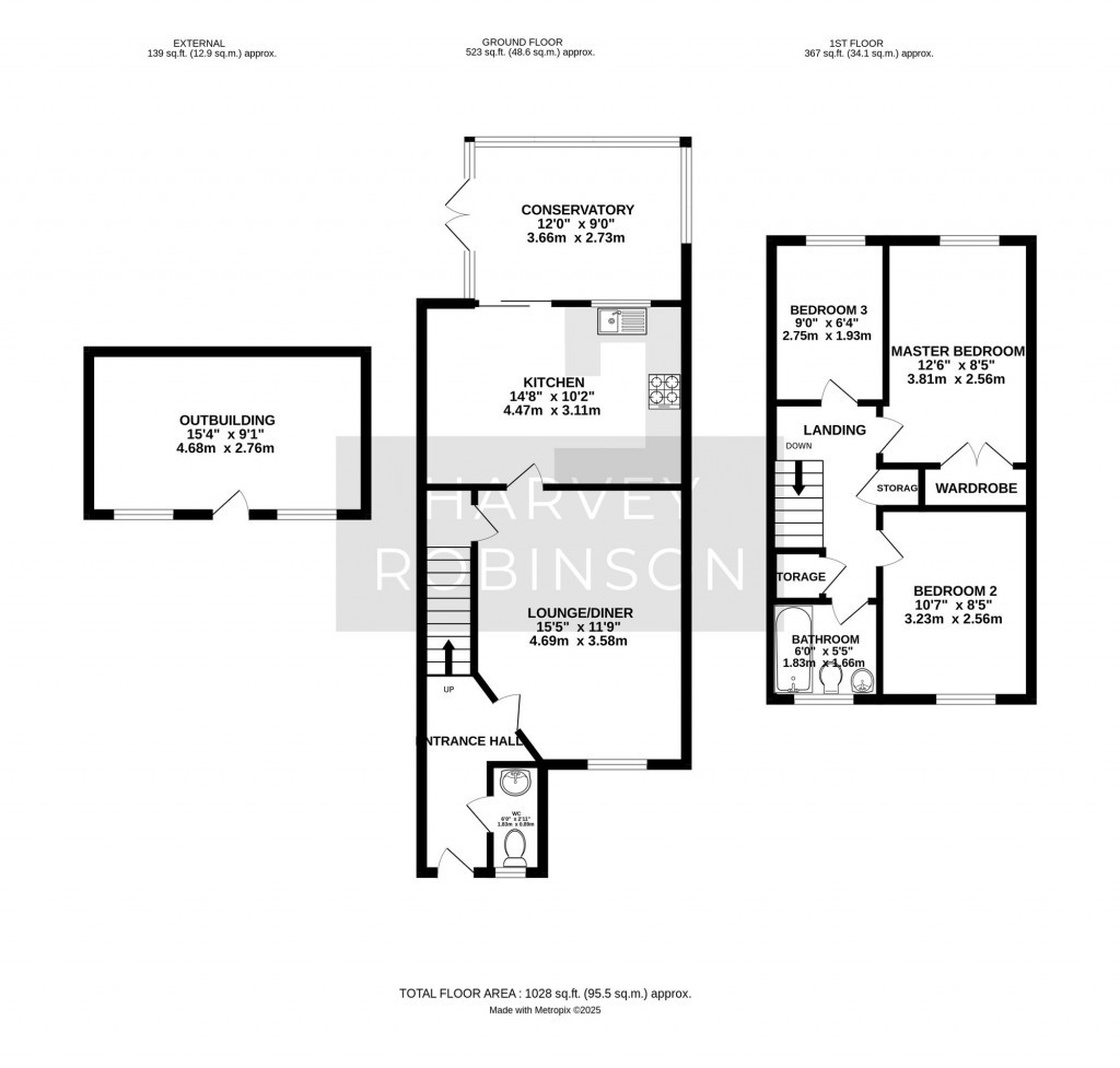 Floorplans For Dyson Close, Huntingdon, PE29