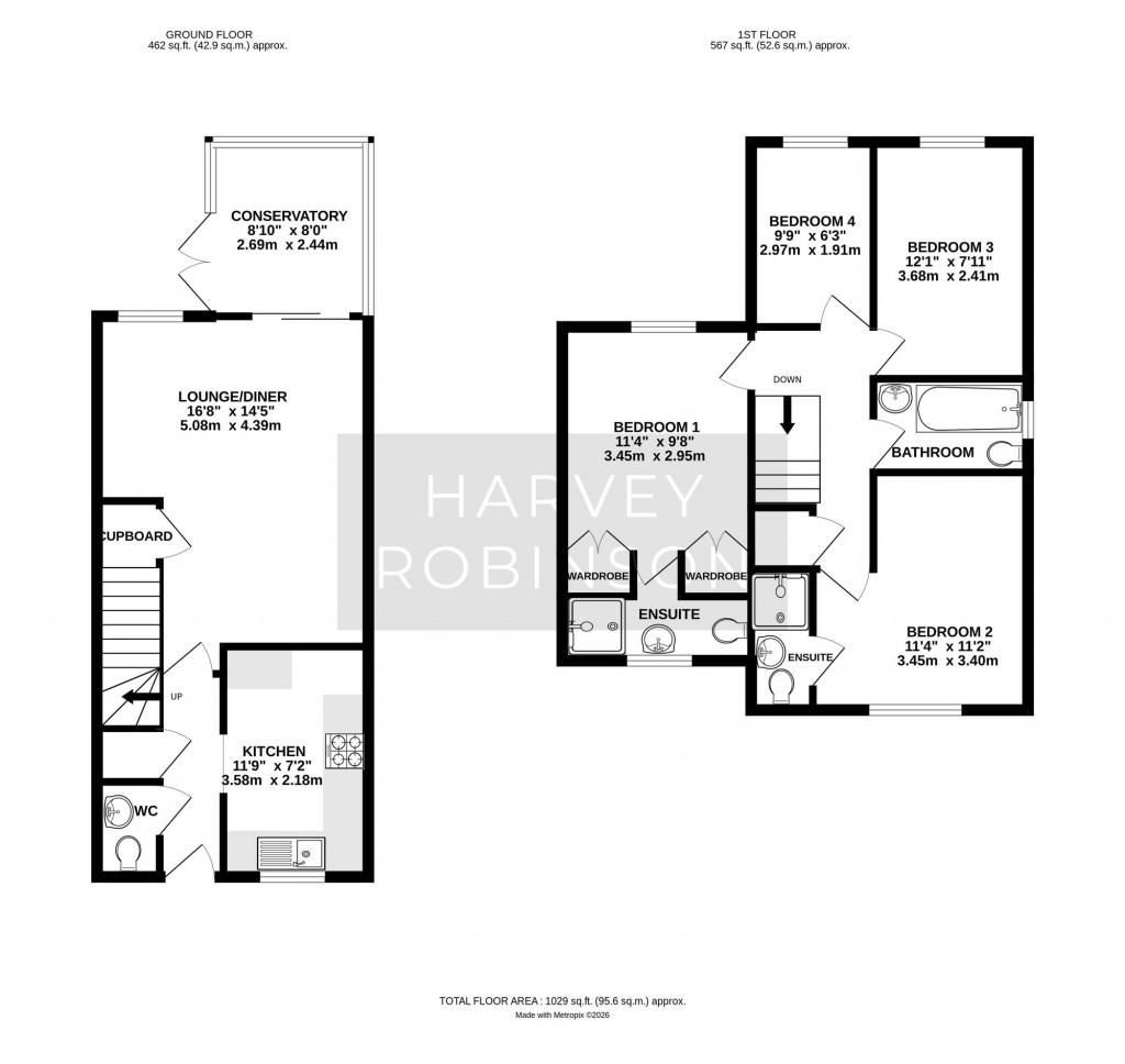 Floorplans For Parker Close, Eynesbury, PE19