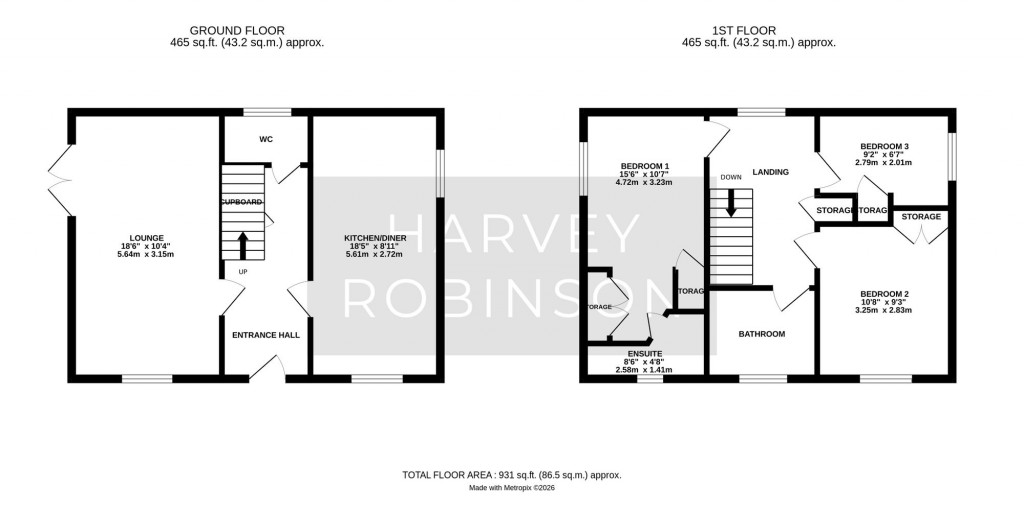 Floorplans For Hampton Close, Fenstanton, PE28