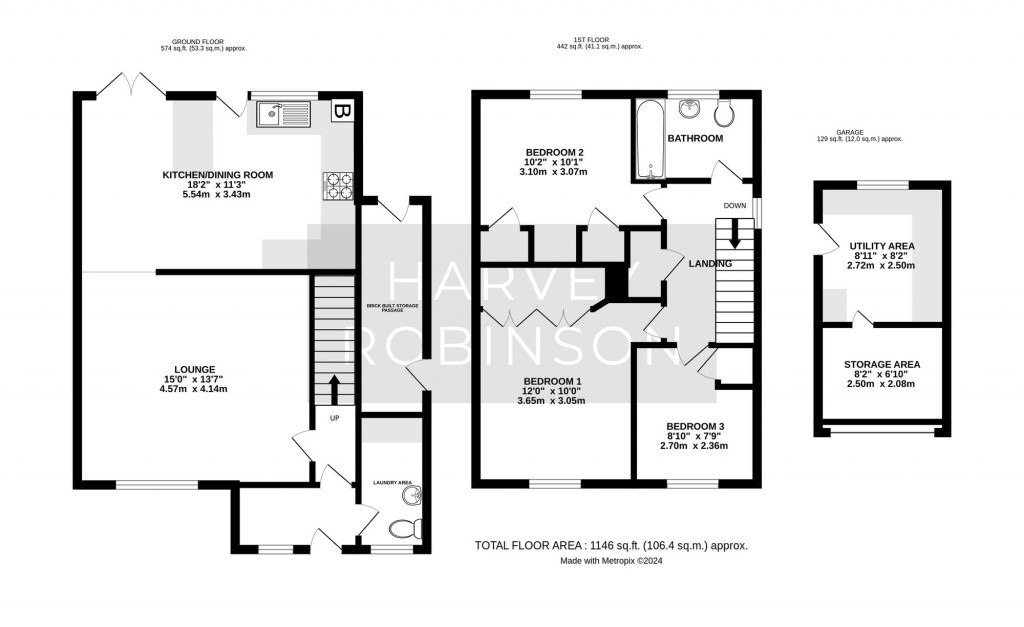 Floorplans For Evans Close, Brampton, PE28