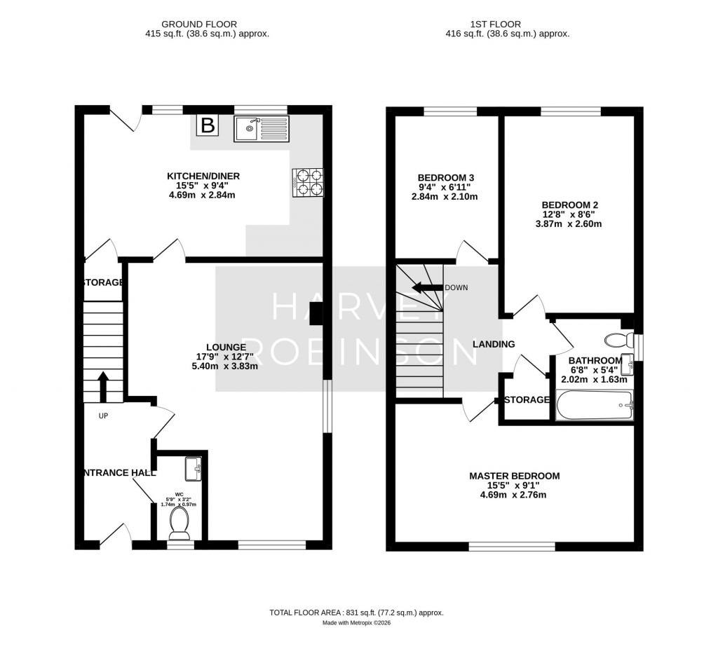 Floorplans For Parker Crescent, Sawtry, PE28