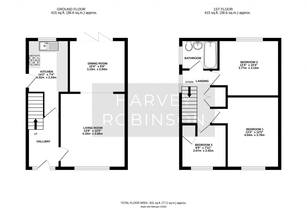 Floorplans For Bishops Road, Eynesbury, PE19