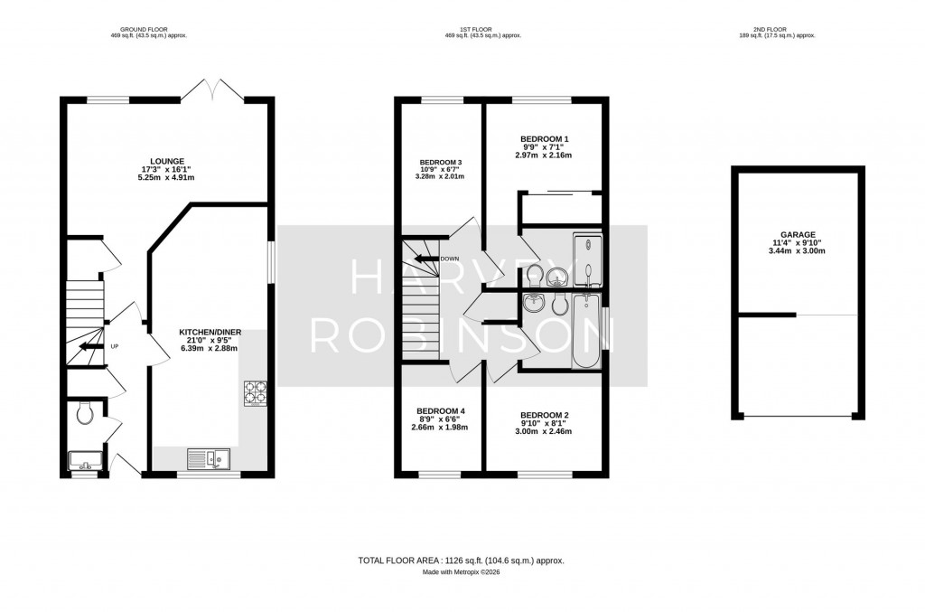 Floorplans For Gorse Crescent, St. Neots, PE19