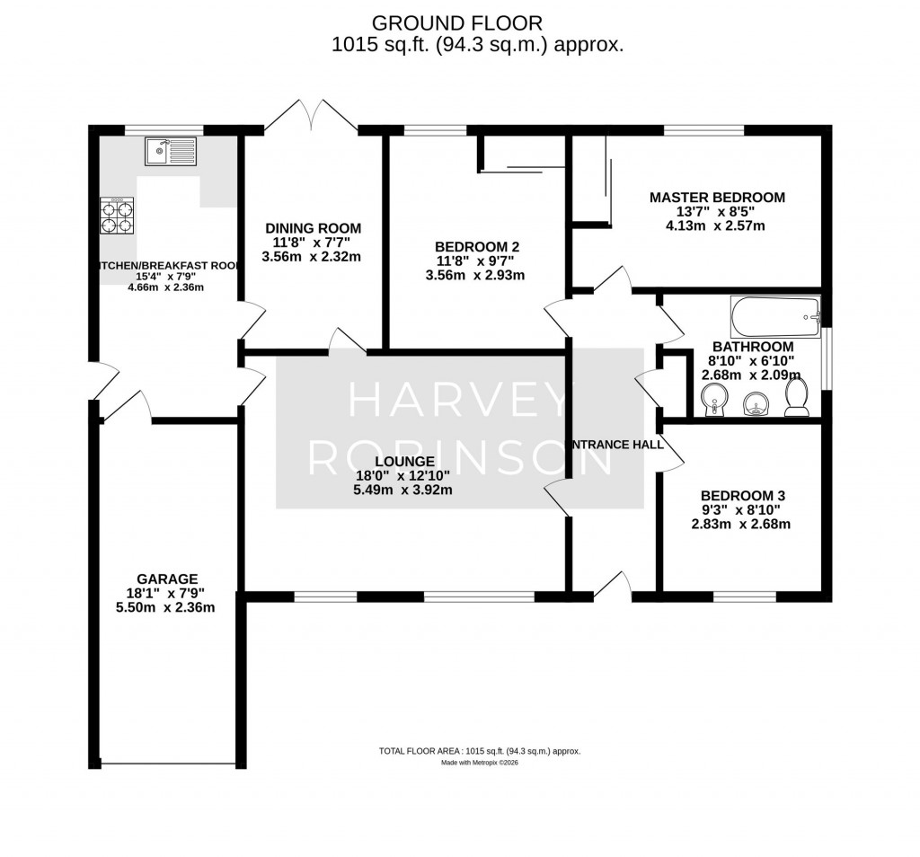 Floorplans For Hall Close, Hartford, PE29